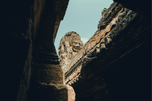 Un des visages du temple Bayon à Angkor
